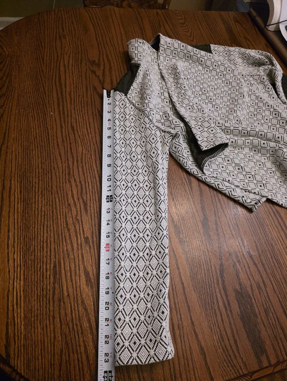 Tribal Jeans Black White Geometric Draped Waterfall Open Cardigan Sweater Med - Picture 10 of 11